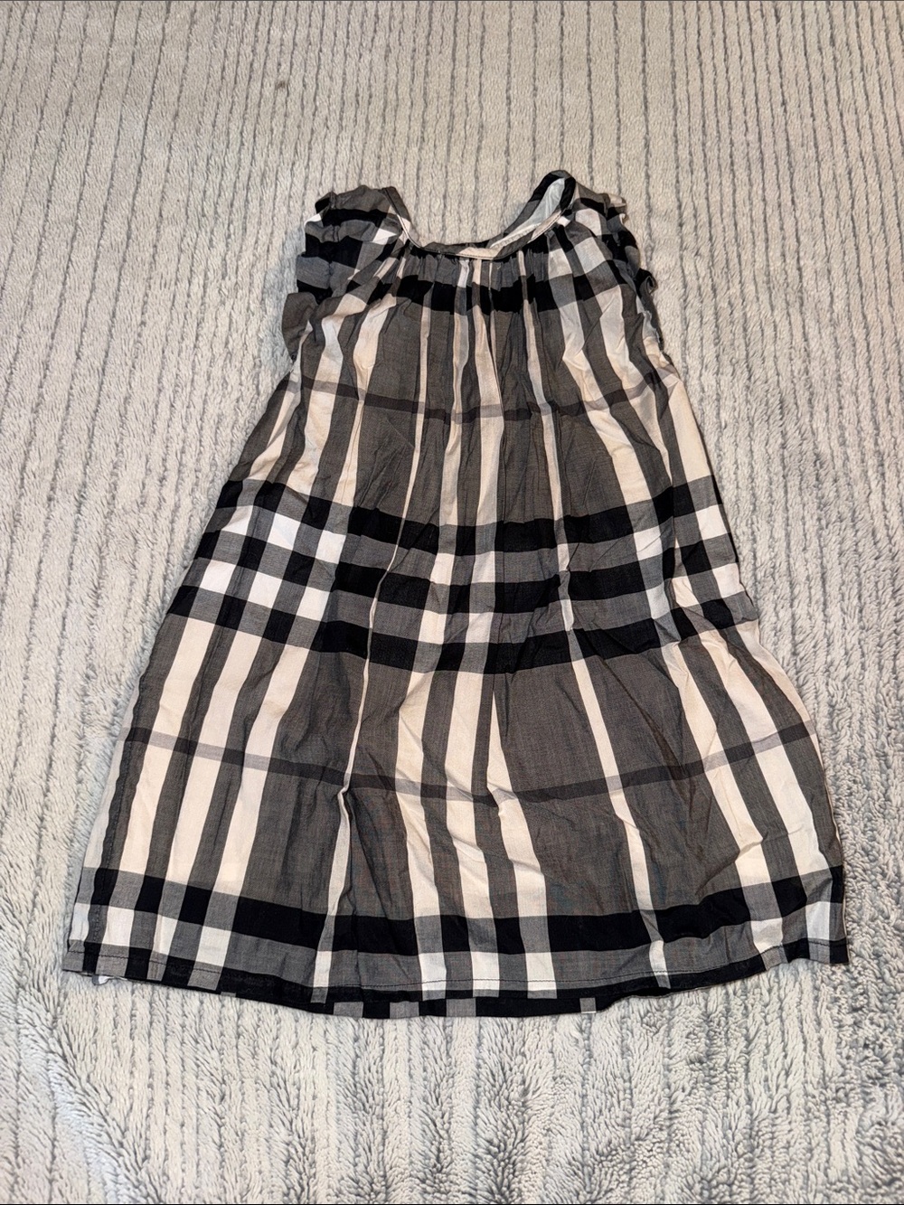 Burberry Girls Black and White Check Cotton Dress